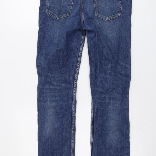 River Island Mens Blue Cotton Straight Jeans Size 28 in L30 in Regular Button