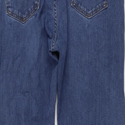 Marks and Spencer Mens Blue Cotton Straight Jeans Size 36 in L27 in Regular Button