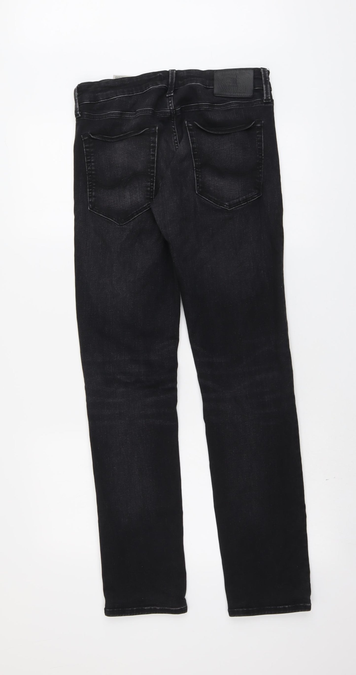 JACK & JONES Mens Black Cotton Skinny Jeans Size 32 in L32 in Regular Button