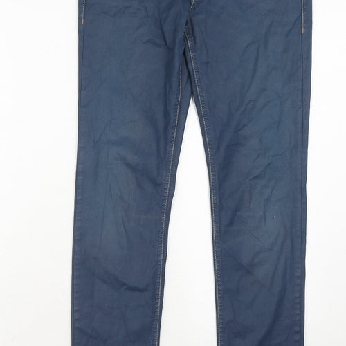 Gsus Sindustries Womens Blue Cotton Straight Jeans Size 14 Regular Zip