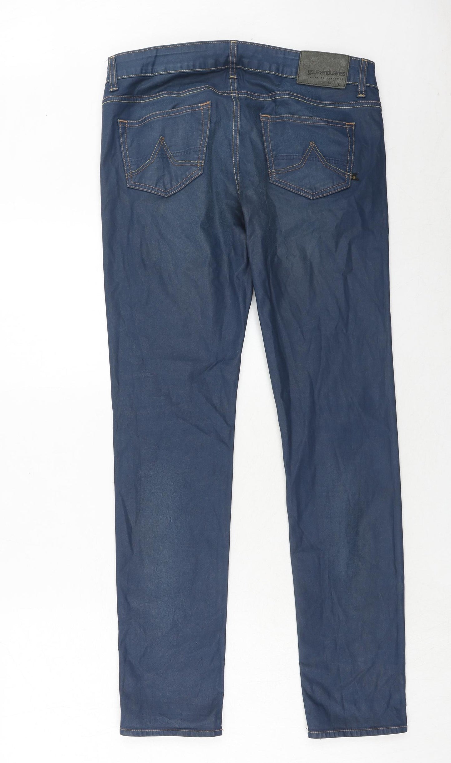 Gsus Sindustries Womens Blue Cotton Straight Jeans Size 14 Regular Zip