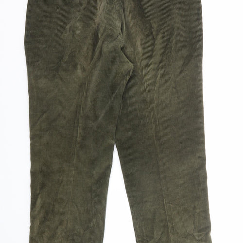 Marks and Spencer Mens Green Cotton Trousers Size 36 in L31 in Regular Zip
