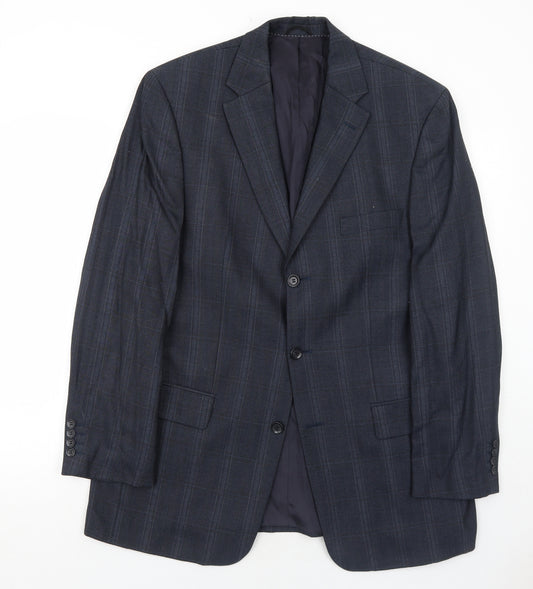 BARUTTI Mens Blue Striped Wool Jacket Suit Jacket Size 40 Regular