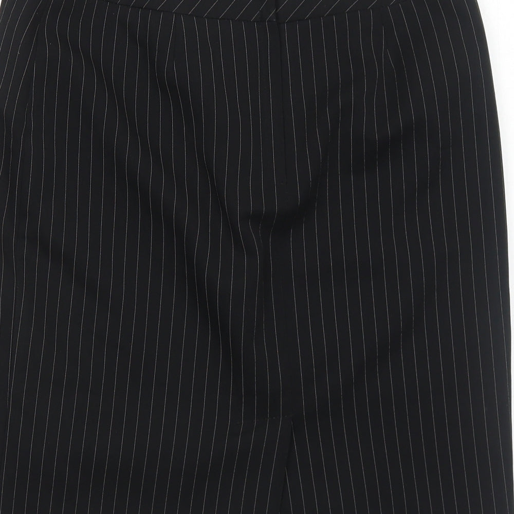 Dorothy Perkins Womens Black Striped Polyester A-Line Skirt Size 8 Regular Zip