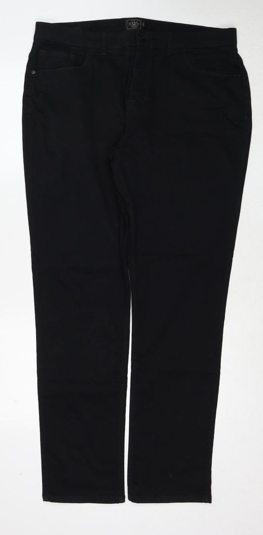 NEXT Mens Black Cotton Straight Jeans Size 36 in L33 in Regular Zip