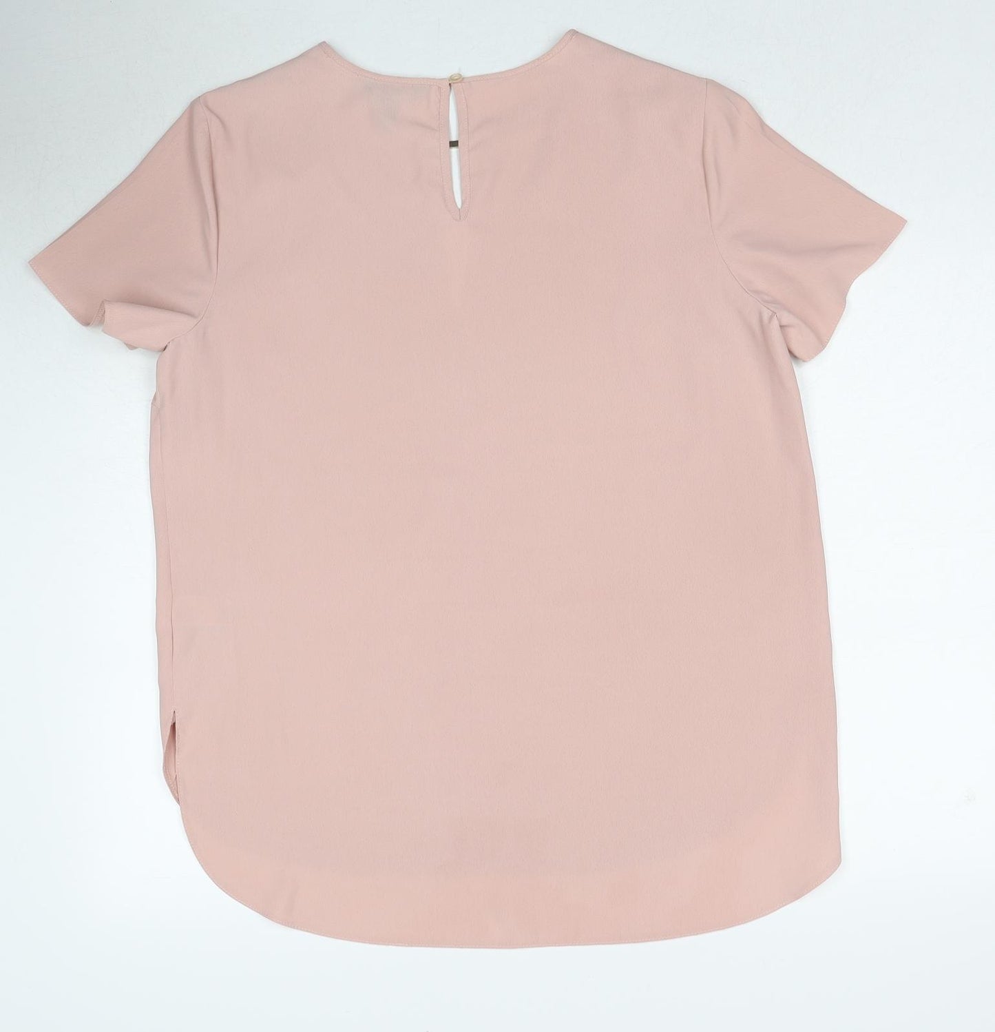 New Look Womens Pink Polyester Basic T-Shirt Size 16 Round Neck - Keyhole neck