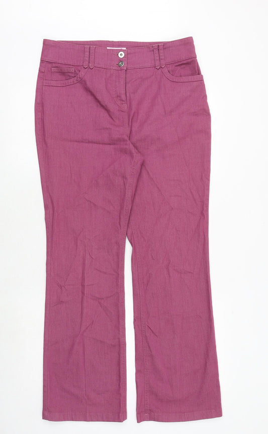 Marks and Spencer Womens Pink Cotton Bootcut Jeans Size 14 Regular Zip
