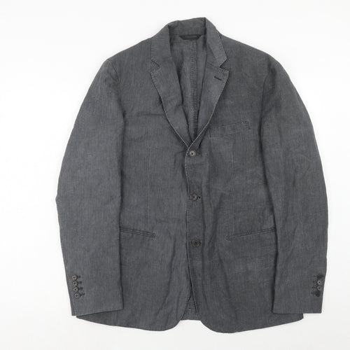 Calvin Klein Mens Grey Cotton Jacket Blazer Size L Regular Button