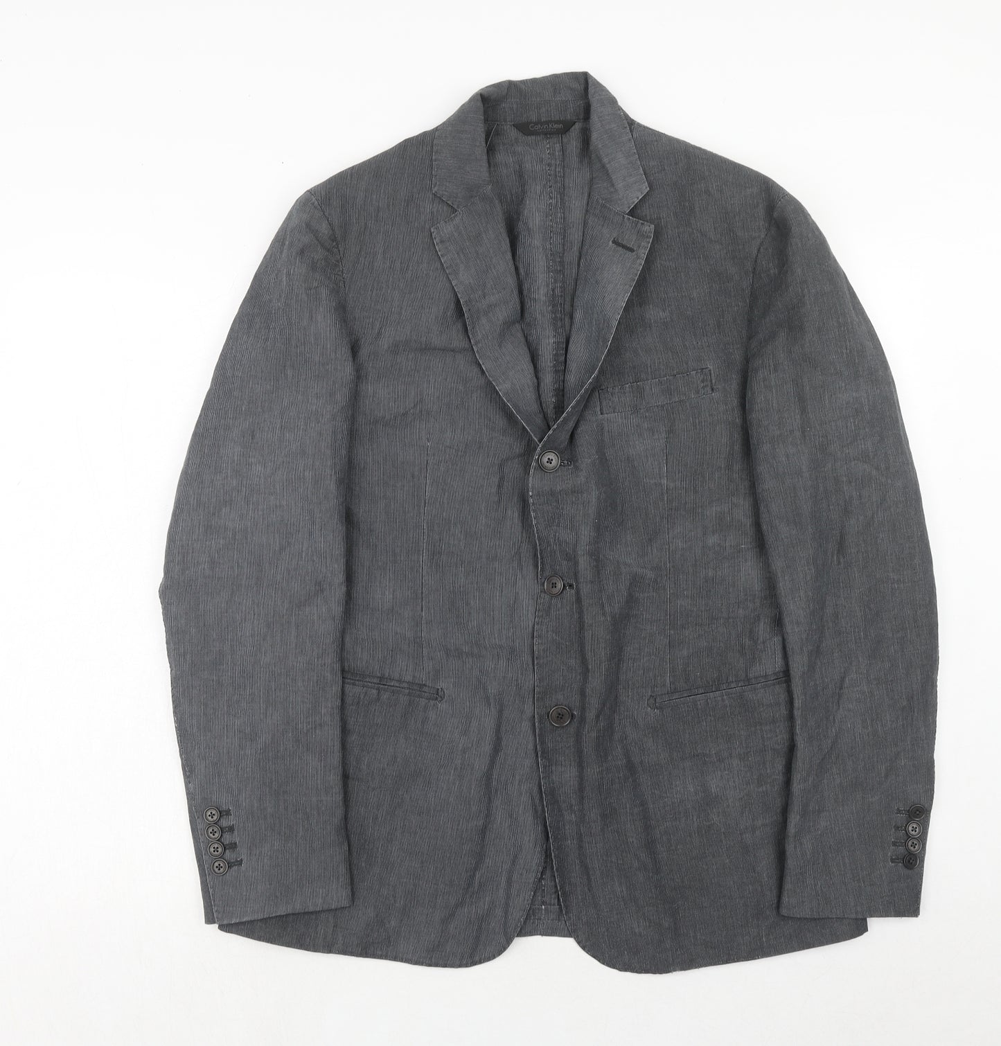 Calvin Klein Mens Grey Cotton Jacket Blazer Size L Regular Button