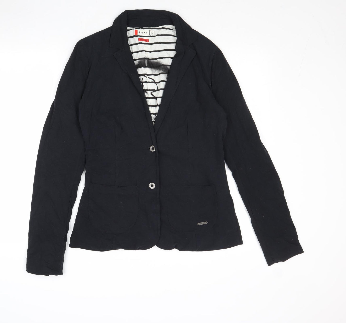 ROXY Womens Black Jacket Blazer Size L Button