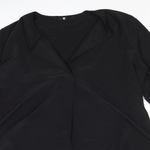Very Womens Black Polyester Basic Blouse Size 16 V-Neck