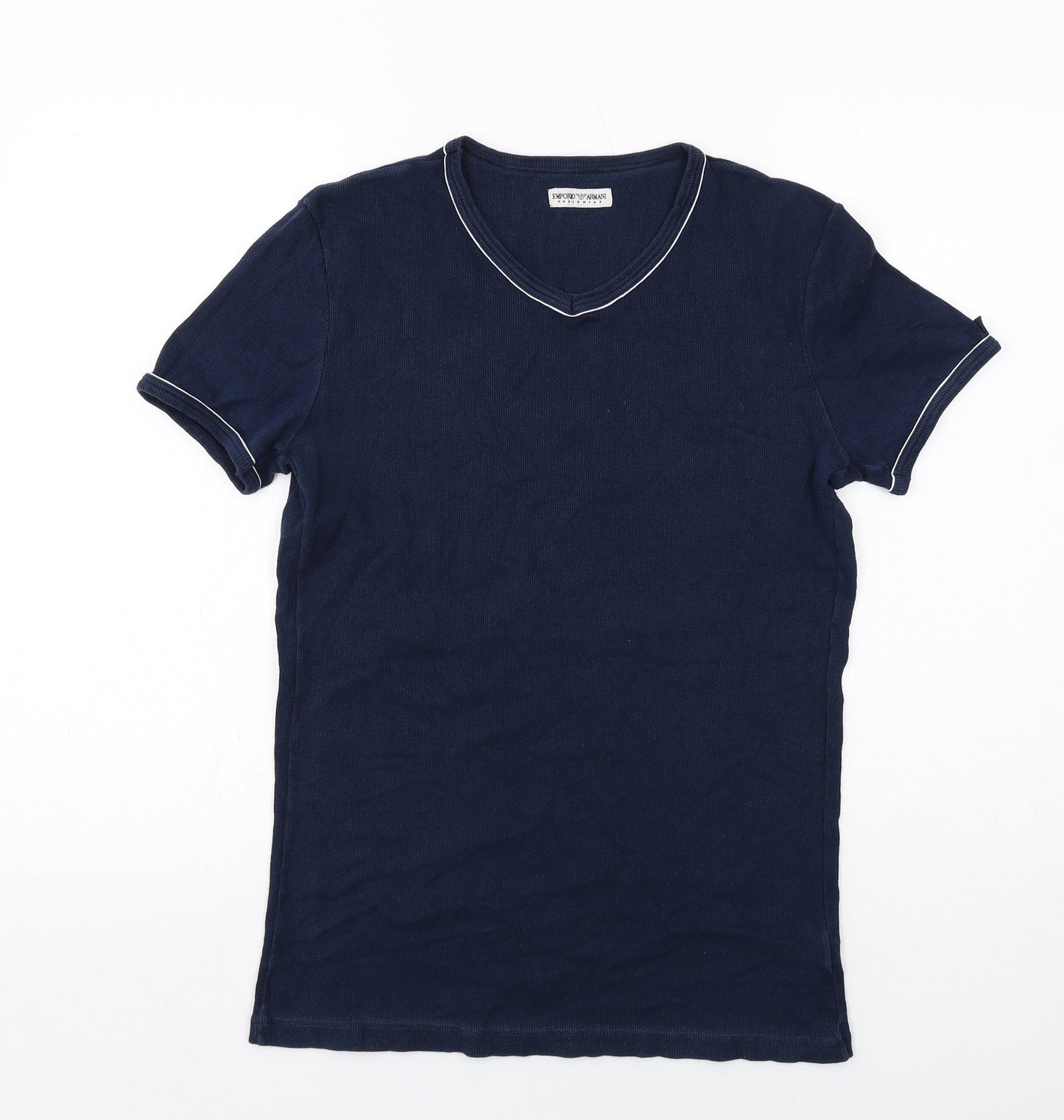 Emporio Armani Mens Blue Cotton T-Shirt Size M V-Neck