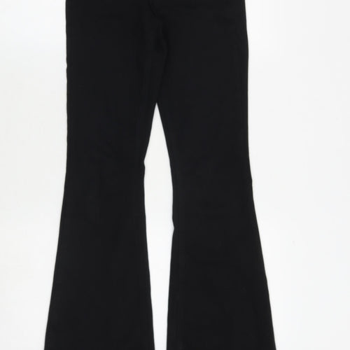 Topshop Womens Black Cotton Flared Jeans Size 25 in Regular Zip
