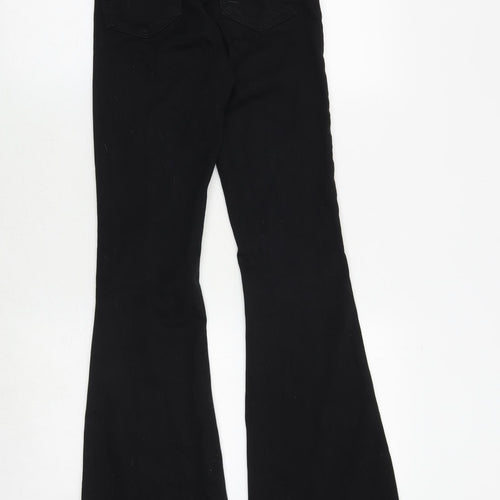 Topshop Womens Black Cotton Flared Jeans Size 25 in Regular Zip