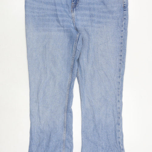 ASOS Womens Blue Cotton Bootcut Jeans Size 34 in Regular Zip - Distressed Hems