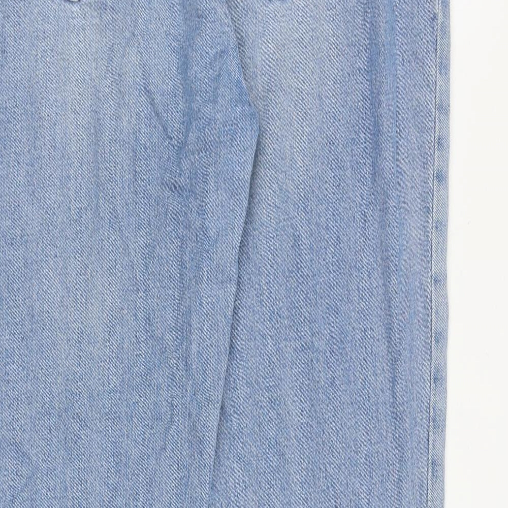 ASOS Womens Blue Cotton Bootcut Jeans Size 34 in Regular Zip - Distressed Hems