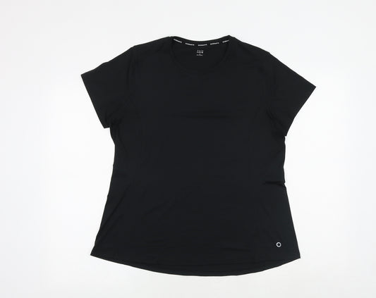 GOODMOVE Womens Black Polyester Basic T-Shirt Size 16 Round Neck Pullover