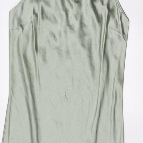 Marks and Spencer Womens Green Polyester Slip Dress Size 18 V-Neck Tie