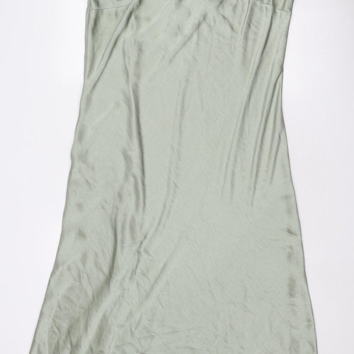 Marks and Spencer Womens Green Polyester Slip Dress Size 18 Sweetheart Tie