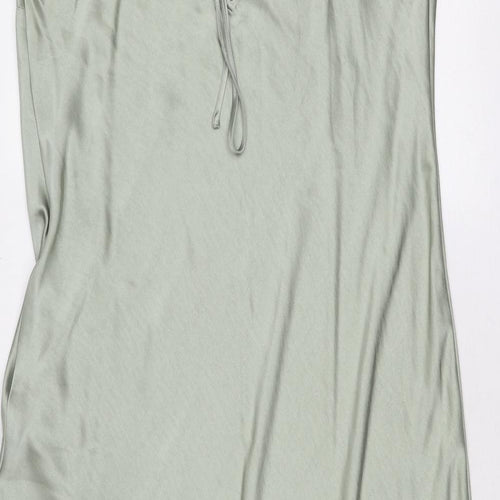 Marks and Spencer Womens Green Polyester Slip Dress Size 18 Sweetheart Tie