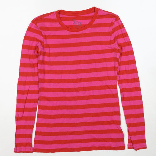 Gap Womens Pink Striped Cotton Basic T-Shirt Size S Round Neck