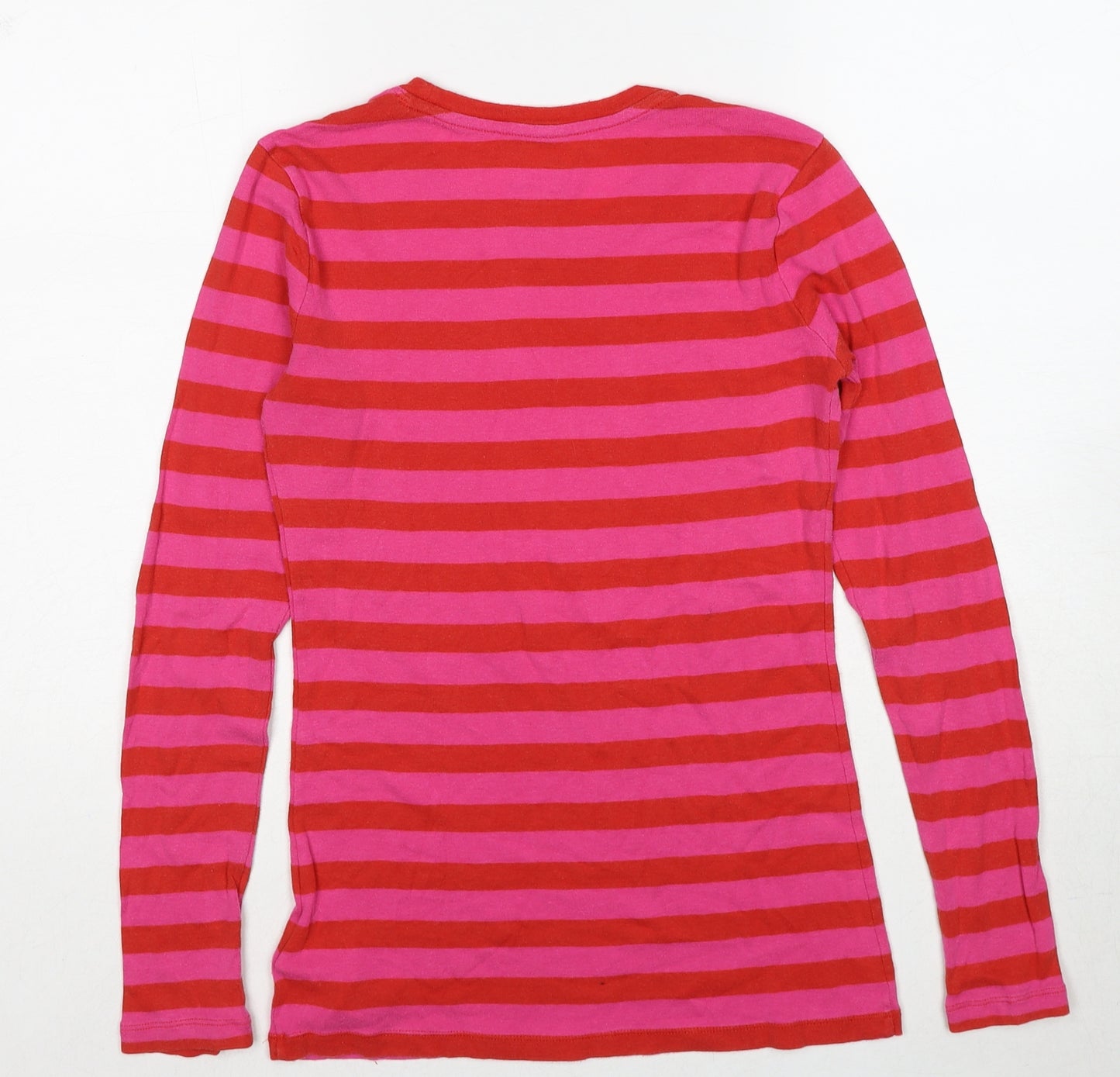 Gap Womens Pink Striped Cotton Basic T-Shirt Size S Round Neck