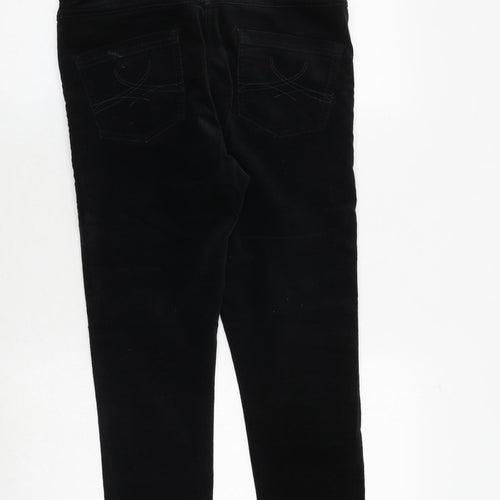 Marks and Spencer Womens Black Cotton Trousers Size 10 Regular Zip