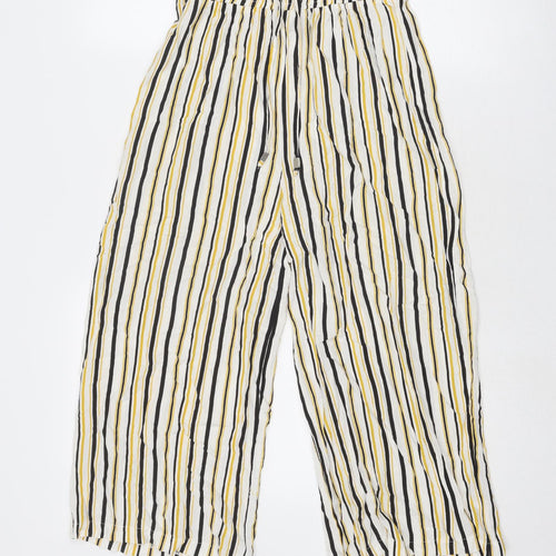 Select Womens Multicoloured Striped Viscose Trousers Size 8 Regular Drawstring