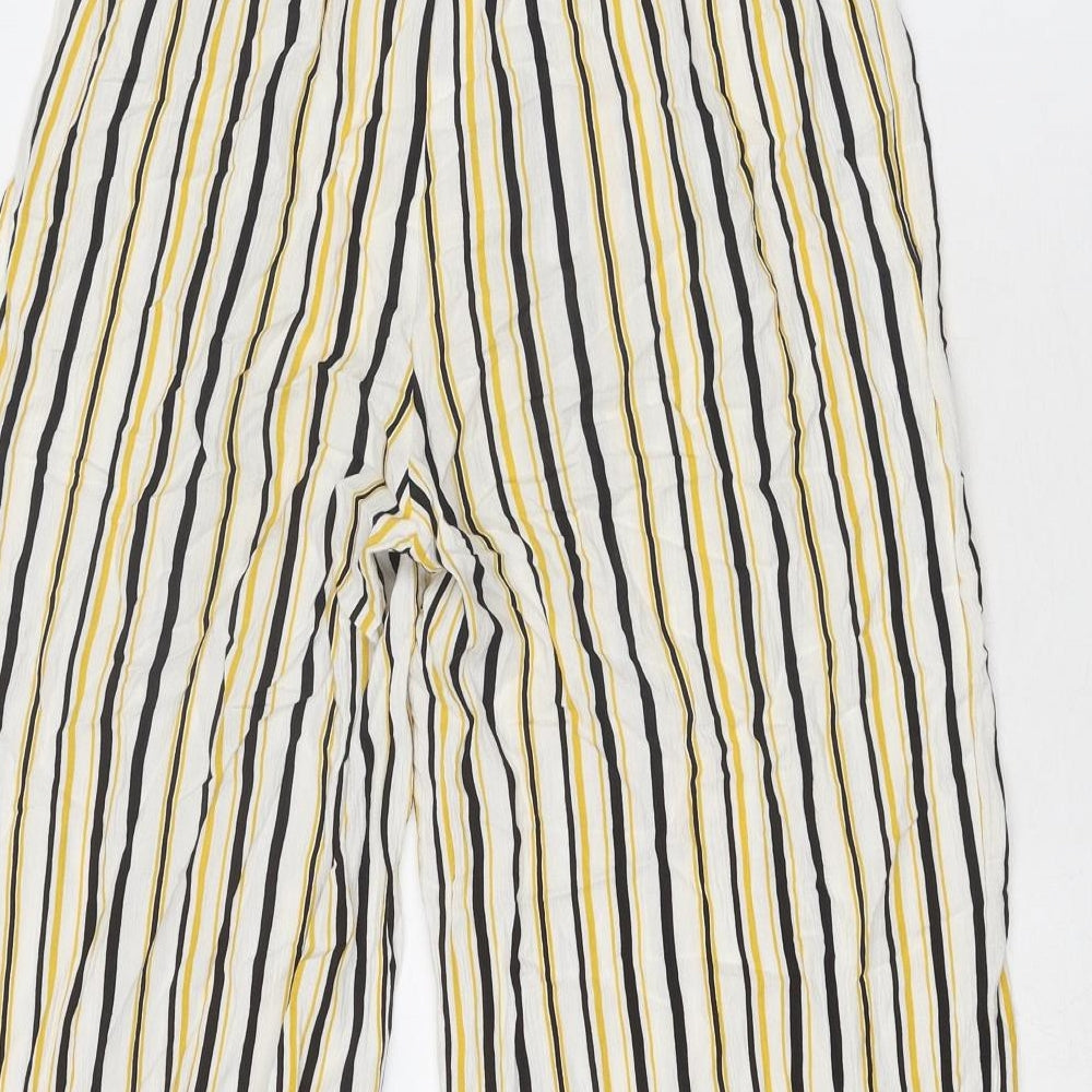 Select Womens Multicoloured Striped Viscose Trousers Size 8 Regular Drawstring