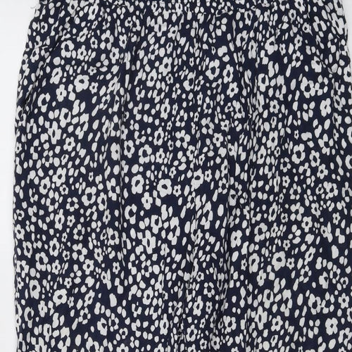 M&Co Womens Blue Animal Print Viscose Trousers Size 10 L21 in Regular - Leopard Print