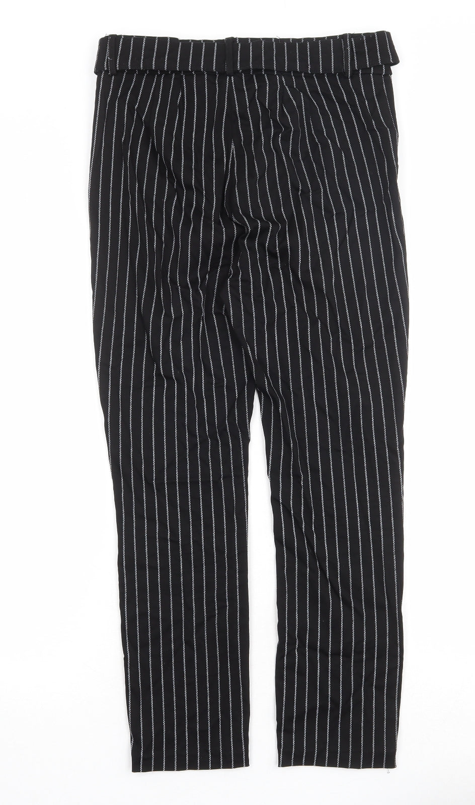 Klass Womens Black Striped Polyester Trousers Size 14 Regular Zip