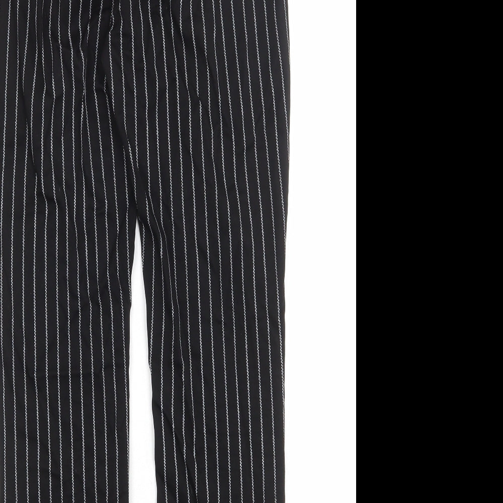 Klass Womens Black Striped Polyester Trousers Size 14 Regular Zip