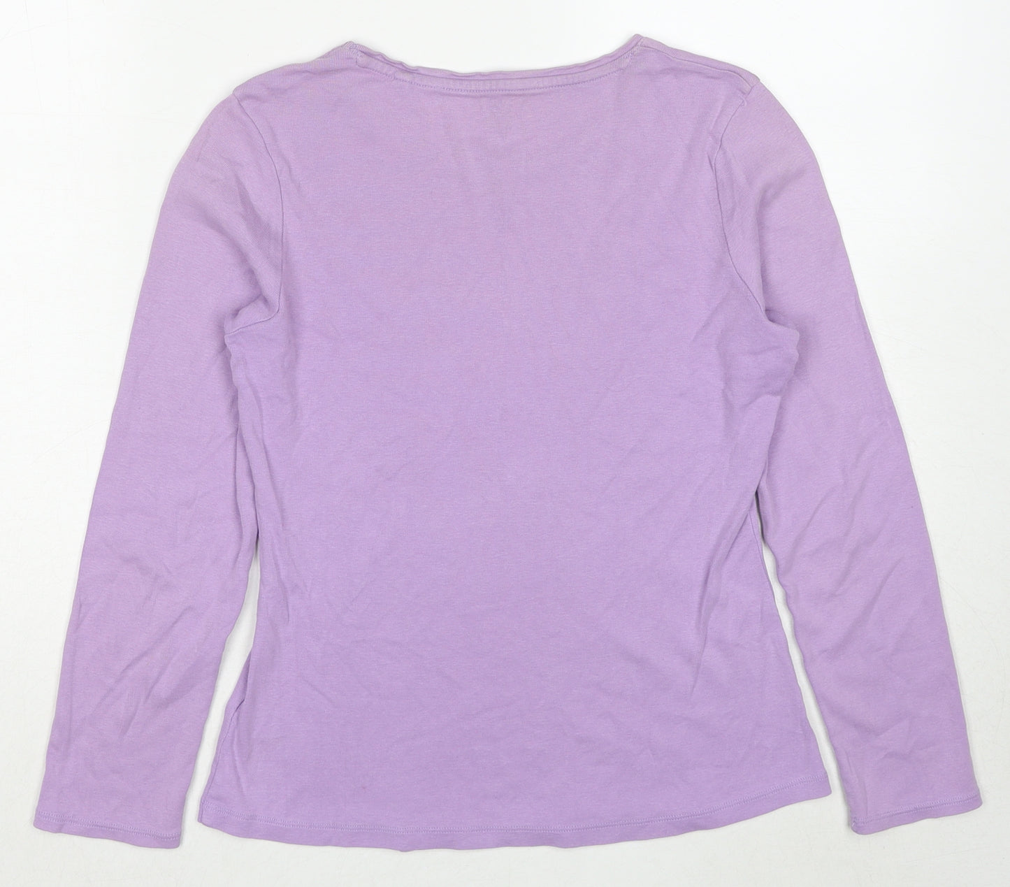 Marks and Spencer Womens Purple Cotton Basic T-Shirt Size 10 Round Neck