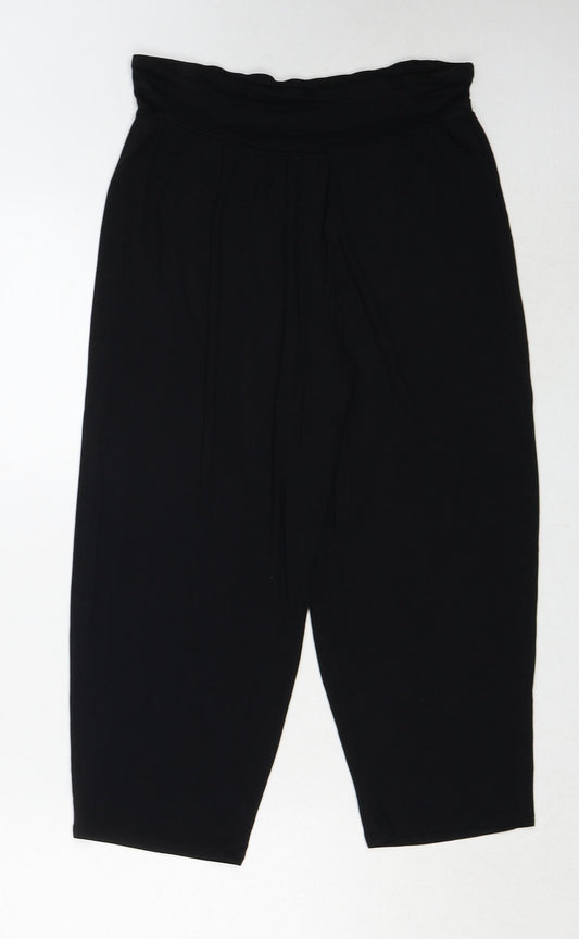 Marks and Spencer Womens Black Viscose Trousers Size 10 Regular