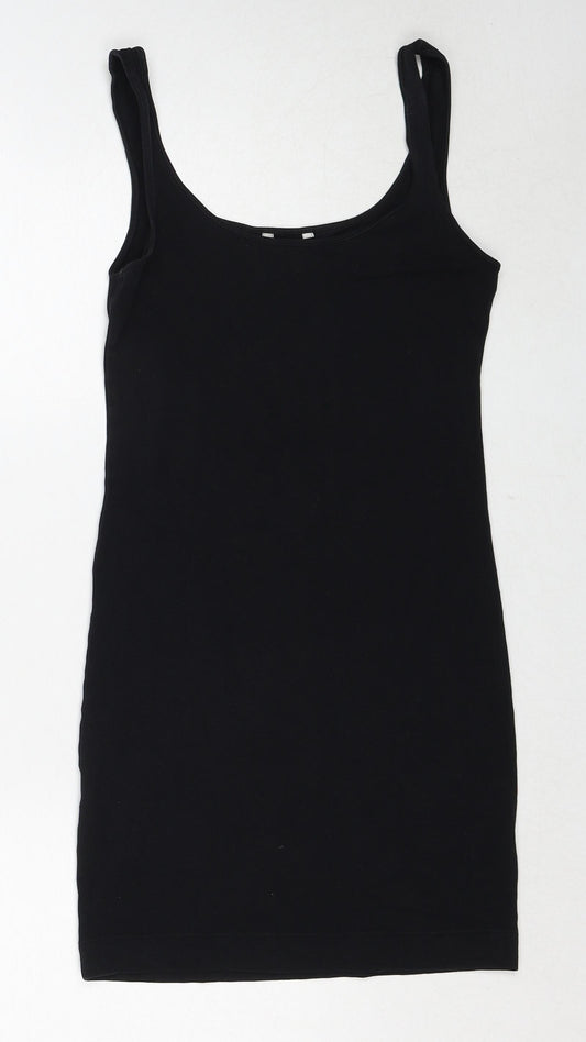H&M Womens Black Cotton Tank Dress Size XS Scoop Neck Pullover