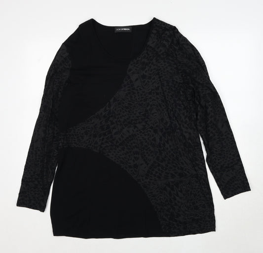 Doris Streich Womens Black Scoop Neck Viscose Pullover Jumper Size 14 Pullover - Geometric Colour Block