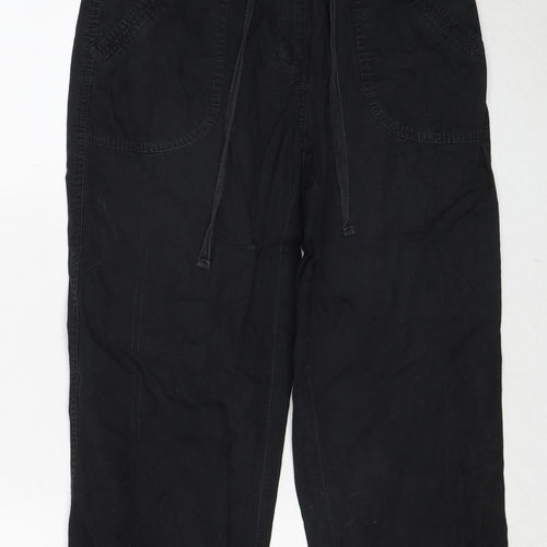 Dorothy Perkins Womens Black Cotton Trousers Size 12 Regular Zip