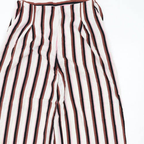 Monki Womens Multicoloured Striped Viscose Trousers Size S Regular