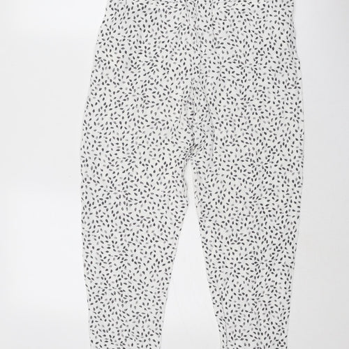 Mint Velvet Womens White Geometric Viscose Trousers Size 12 Regular