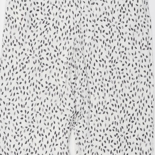 Mint Velvet Womens White Geometric Viscose Trousers Size 12 Regular