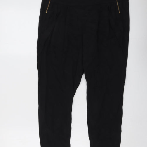 Topshop Womens Black Lyocell Capri Trousers Size 10 L25 in Regular Zip