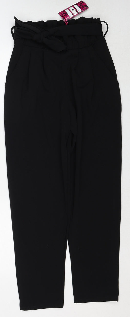 Missi London Womens Black Polyester Trousers Size 8 Regular