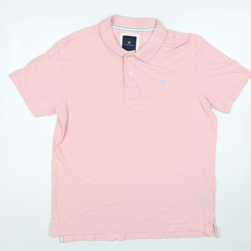 Crew Clothing Mens Pink Cotton Polo Size XL Collared Pullover