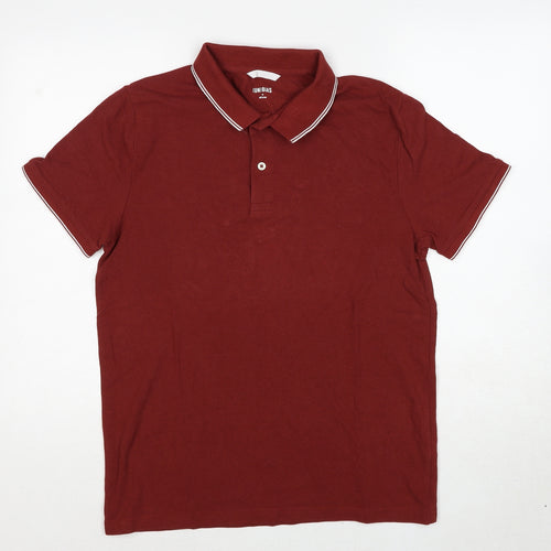 Debenhams Mens Red Cotton Polo Size M Collared Pullover