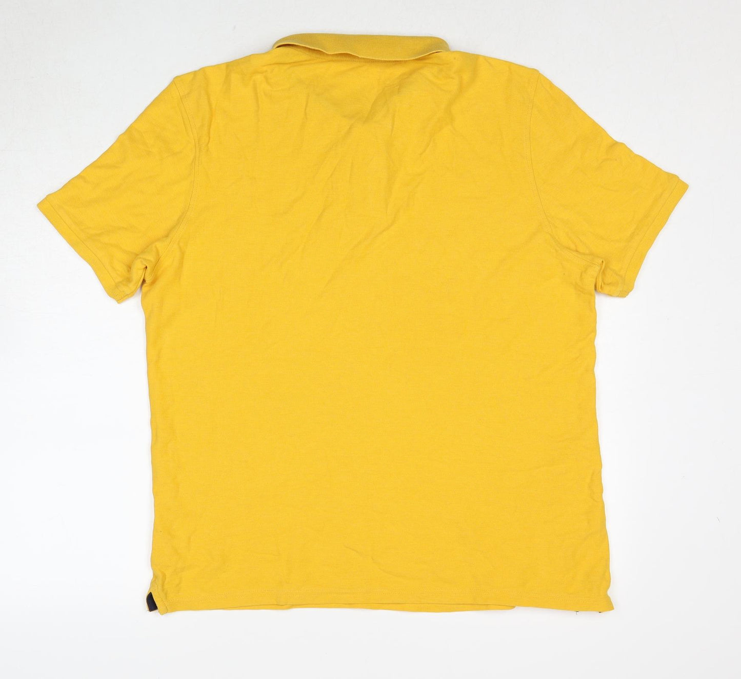 Marks and Spencer Mens Yellow Cotton Polo Size XL Collared Pullover