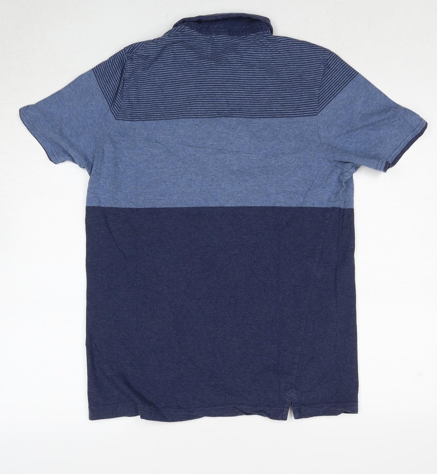 John Lewis Mens Blue Colourblock Cotton Polo Size M Collared Pullover