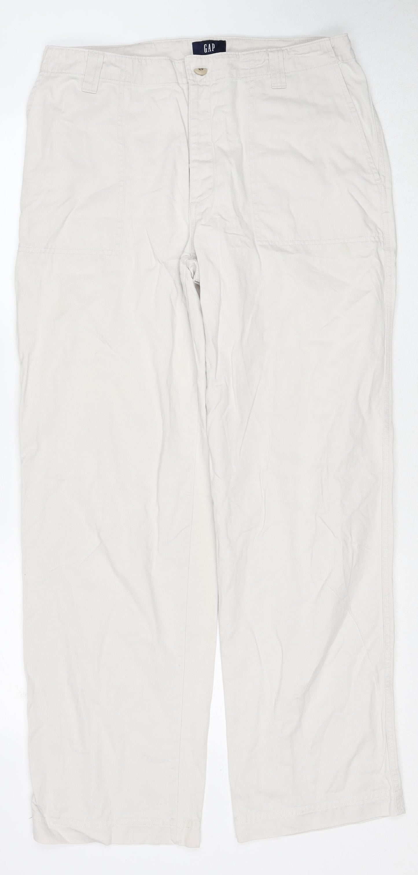 Gap Womens Beige Cotton Trousers Size 12 Regular Button