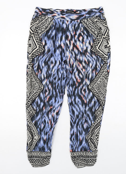 River Island Womens Multicoloured Geometric Viscose Trousers Size 12 Regular