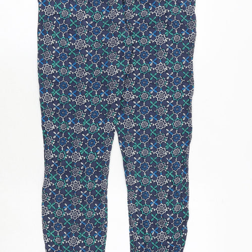 MANTARAY PRODUCTS Womens Blue Floral Viscose Trousers Size 10 Regular Drawstring