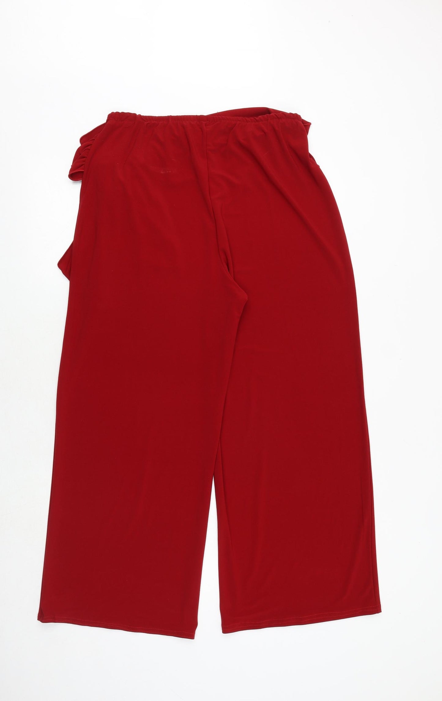 Saloos Womens Red Polyester Trousers Size L Regular Buckle - Tie Front